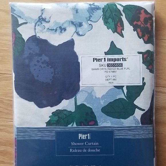 Pier 1 imports shower curtain and hooks - Picture 2 of 6